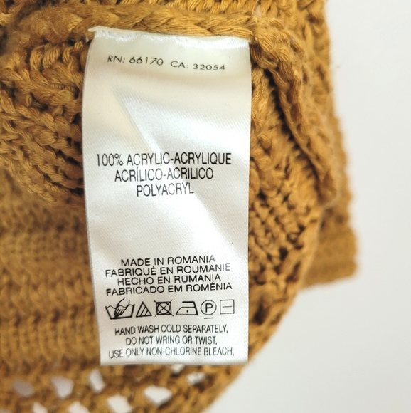 Anthropologie Moth chunky open knit crocheted sweater yellow boho NEW Size M - Picture 8 of 8